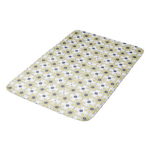 Navy Blue & Yellow Mediterranean Daisy Bath Mat