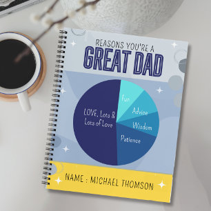 Navy Blue Yellow Playful Pie Chart Father's Day Notebook