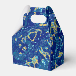 Navy Blue & Yellow Spotted Graphic Abstraction Favor Box