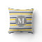 Navy Blue Yellow Striped Pattern Monogram