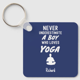 Navy Blue Yoga Gifts For Kids Boys Yogi Lover Keychain