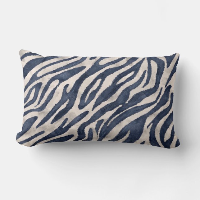 navy blue zebra lumbar pillow (Front)