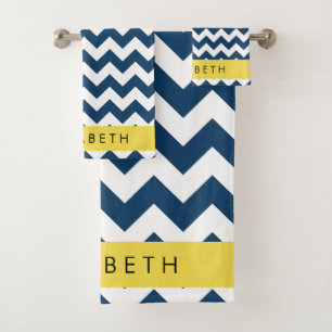 Navy Blue Zigzag, Navy Blue Chevron, Votre nom