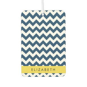 Navy Blue Zigzag, Navy Blue Chevron, Your Name Air Freshener
