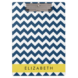Navy Blue Zigzag, Navy Blue Chevron, Your Name Clipboard