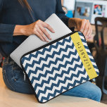 Navy Blue Zigzag, Navy Blue Chevron, Your Name Laptop Sleeve<br><div class="desc">Elegant,  stylish and sophisticated zigzag (chevron) pattern in navy blue and white colour. Modern and trendy gift,  perfect for the zigzag lover in your life. Personalize by adding your name,  nickname,  monogram or initials.</div>