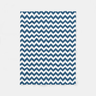 Navy Blue Zigzag Stripes Chevron Pattern Fleece Blanket