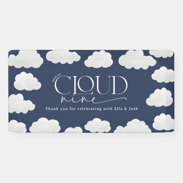 Navy bluecloud nine shower modern stylish banner (Horizontal)