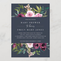 NAVY BLUSH BURGUNDY FLORAL BUNCH BABY SHOWER