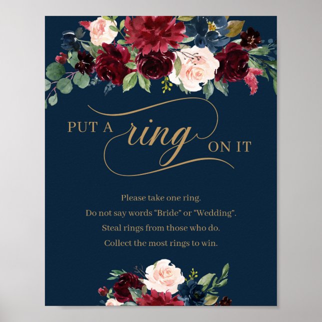 Navy blush burgundy put a ring on it sign game (Front)
