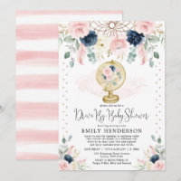 Navy Blush Floral Drive By Baby Shower Quarantine