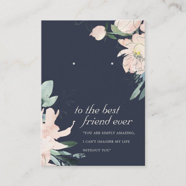 NAVY BLUSH FLORAL FRIEND GIFT EARRING DISPLAY CARD (Front)