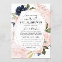 Navy Blush Floral Geometric Virtual Bridal Shower
