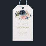 Navy Blush Floral Gold Bridal Shower   Gift Tags<br><div class="desc">These navy blush floral gold bridal shower gift tags are perfect for a rustic wedding shower. The design features beautiful hand-painted dark blue,  blue,  navy,  pink,  blush,  gold flowers and green foliage.</div>