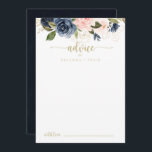 Navy Blush Floral Gold Wedding  Advice Card<br><div class="desc">This navy blush floral gold wedding advice card is perfect for a rustic wedding. The design features beautiful hand-painted dark blue, blue, navy, pink, blush, gold flowers and green foliage. These cards are perfect for a wedding, bridal shower, baby shower, graduation party & more. Personalize the cards with the names...</div>
