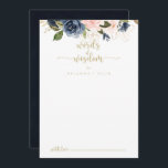Navy Blush Floral Gold Wedding Words of Wisdom   Advice Card<br><div class="desc">This navy blush floral gold wedding words of wisdom advice card is perfect for a rustic wedding. The design features beautiful hand-painted dark blue, blue, navy, pink, blush, gold flowers and green foliage. These cards are perfect for a wedding, bridal shower, baby shower, graduation party & more. Personalize the cards...</div>