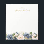 Navy Blush Floral Personalized Notepad Stationery<br><div class="desc">More pretty Notepads in the Little Bayleigh Store!</div>