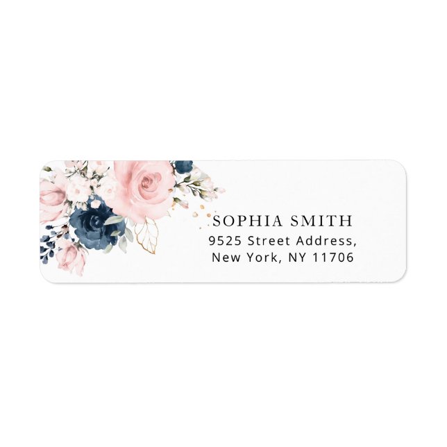 Navy blush floral retour Adresse (Devant)