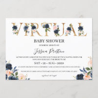 Navy Blush Floral Virtual Baby Shower