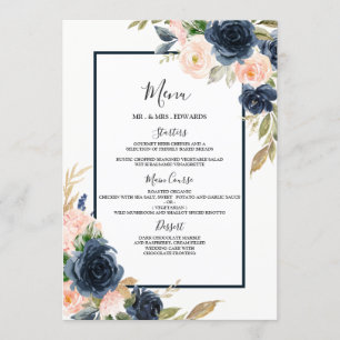 Navy & Blush Floral Wedding Engagement Border Menu