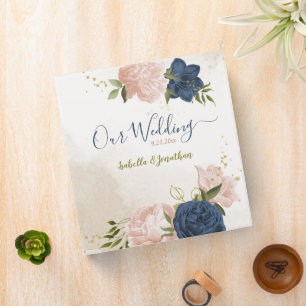 navy blush flowers green leaves photo album binder
