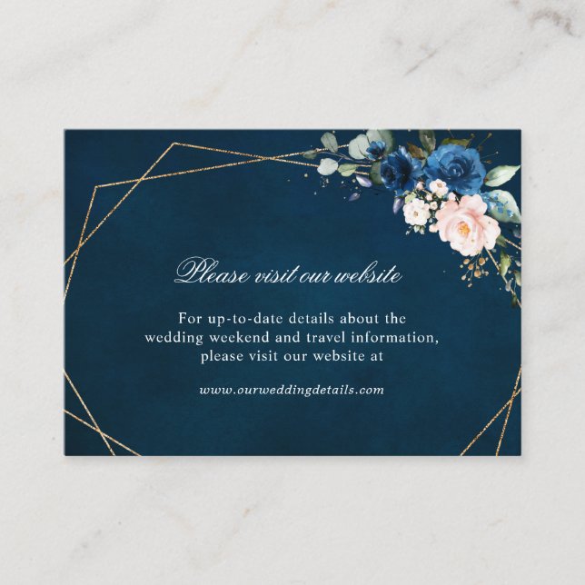 Navy Blush Geometric Website Details Enclosure Card (Front)