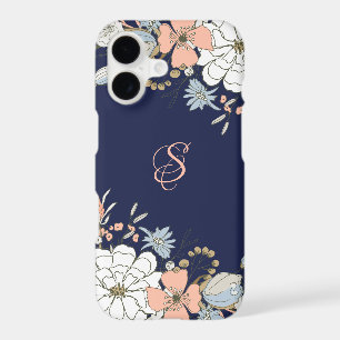 Navy Blush Pink Blue Floral Personalized