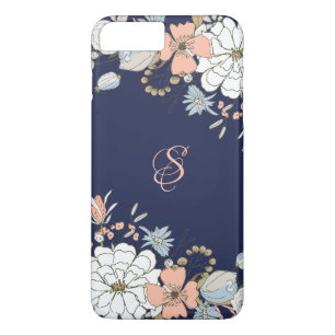 Navy Blush Pink Blue Floral Personalized Case-Mate iPhone Case