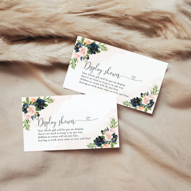 Navy & Blush Pink Floral Display Shower Enclosure Card (Creator Uploaded)