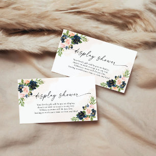 Navy & Blush Pink Floral Display Shower Enclosure Card