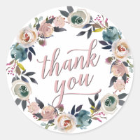 Navy Blush Pink Floral Wreath Thank You Guest Gift