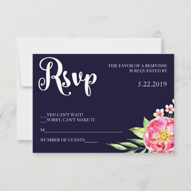 Navy Blush RSVP Card (Front)