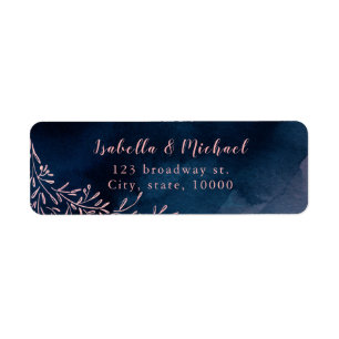 Navy blush rustic floral return address