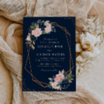 Navy & blush watercolor floral geometric wedding invitation<br><div class="desc">A Navy blue and blush Floral design with a geometric frame with text in the middle. The pink blush and navy blue flowers are perfect for your summer and fall wedding themes. You can change the wording, text size, colour and font on this template. The Navy background can also be...</div>