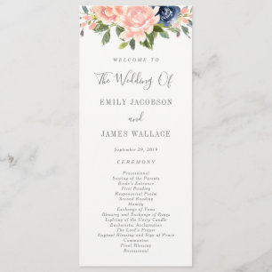 Navy Blush Wedding Ceremony Program #NBC