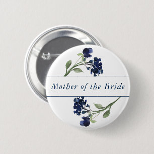 Navy Bohemian Wildflower   Elegant Wedding 2 Inch Round Button