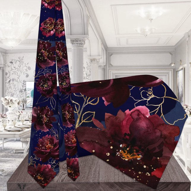 Navy Bordeaux Wedding Tie (Creator Uploaded)