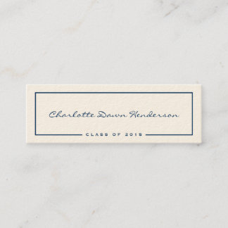 Navy border ecru graduation announcement name card