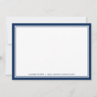 Navy Borders Personalized Real Estate Stationery