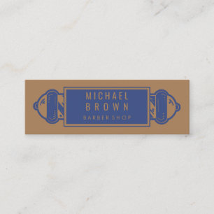Navy Brown Barber Pole   Barber   Hair Stylist Mini Business Card