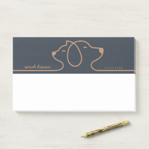 Navy Brown Groomer Pet Branding Logo Post-it Notes