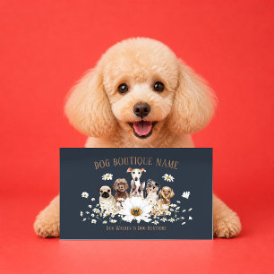 Navy Brown Pet Sitter Daisy Flower Dogs Business Card