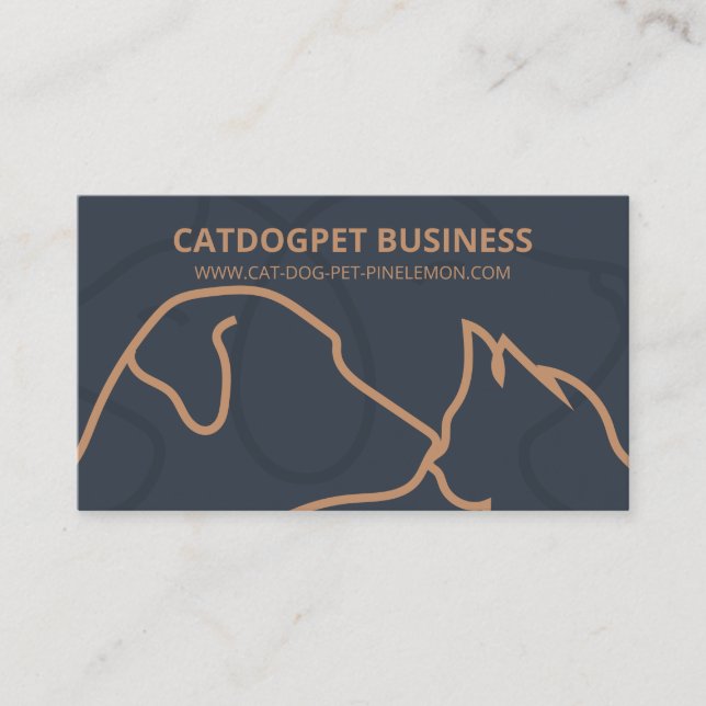 Navy Brown Qr Code Logo Dogs Cats Pet Business Card (Front)