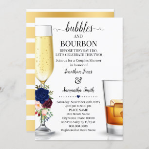 Navy Bubbles & Bourbon before I do Couples Shower Invitation