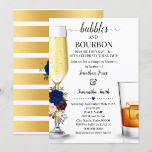 Navy Bubbles & Bourbon before I do couples shower  Invitation