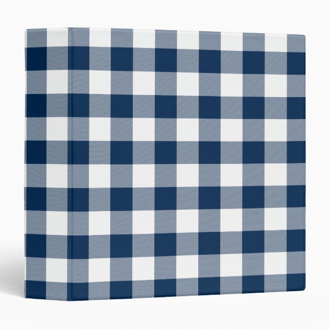 Navy Buffalo Plaid Gingham Binder (Front/Spine)