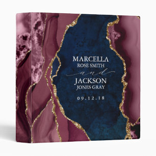 Navy, Burgundy and Gold Agate Wedding Guest/Album Binder