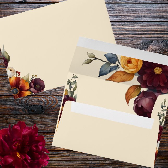 Navy, Burgundy and Yellow Wildflower Envelope (Creator Uploaded)