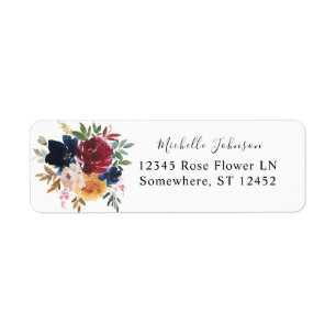 Navy & Burgundy, Rose, Pêche Florale Adresse de r