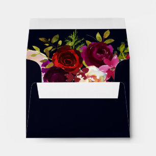 Navy Burgundy Rustic Boho Floral with Address RSVP Envelopes